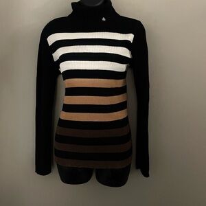Ralph Lauren Ribbed Striped Turtleneck Sweater